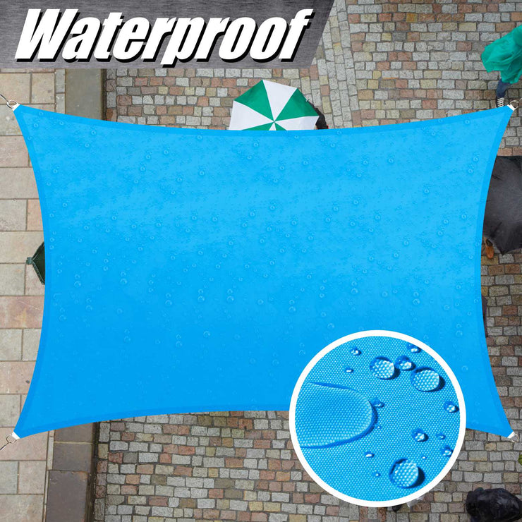 Waterproof 7' x 12' Sun Shade Sail Canopy  Rectangle Blue