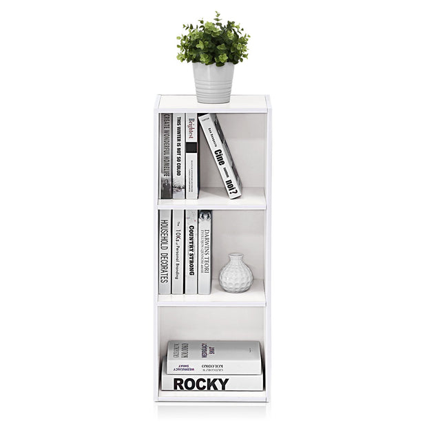 3-Tier Open Shelf Bookcase, White Color