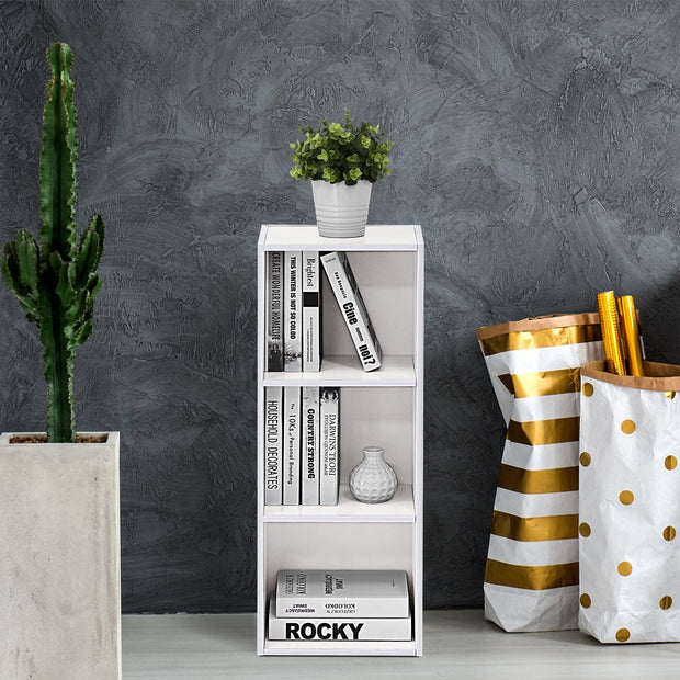 3-Tier Open Shelf Bookcase, White Color