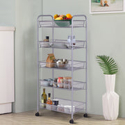 5 Tier Mesh Shelving Rack Shelf Kitchen Pantry Storage Rolling Utility Cart