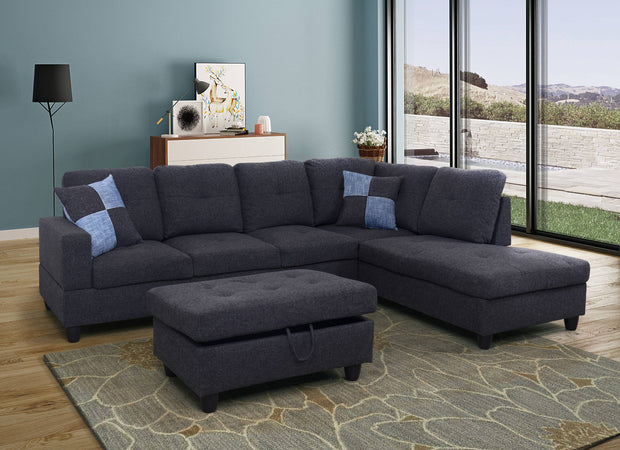 3-PC L-Shape Sectional Sofa Set,LINEN Upholstery Material