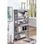 5 Tier Bookcase with Drawer, Gray