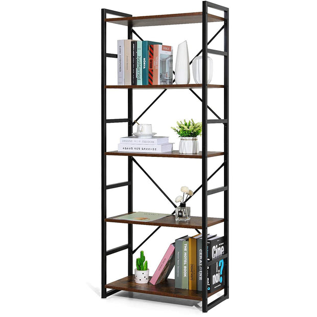 Industrial Vintage Book Shelf Unit Open Back Modern Office Bookcases