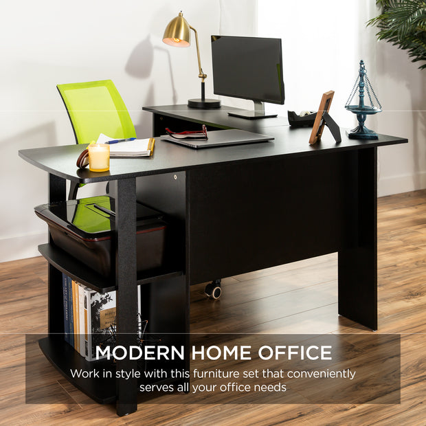 L-Shaped Corner Computer Desk Study Workstation for Home, Office