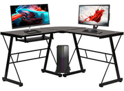 L Shaped Desk Office Computer Glass Corner Desk With Keyboard Tray