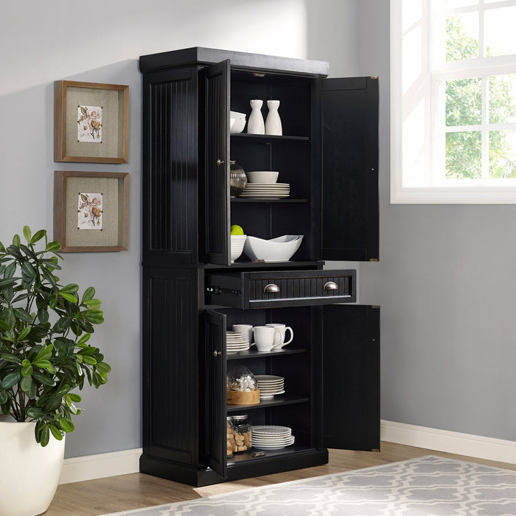 Kitchen Pantry in Distressed Black Finish