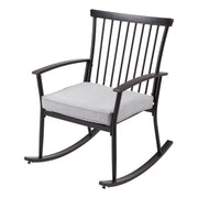 Shaker Black Steel Outdoor Patio Rocking Chair, Gray