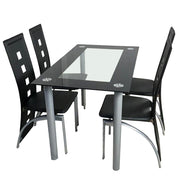 Dining Table Set With 4 Faux Leather Chairs Furniture Black