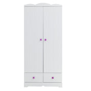 80 Inch Wooden Wardrobe with 2 doors and 2 Drawers, White