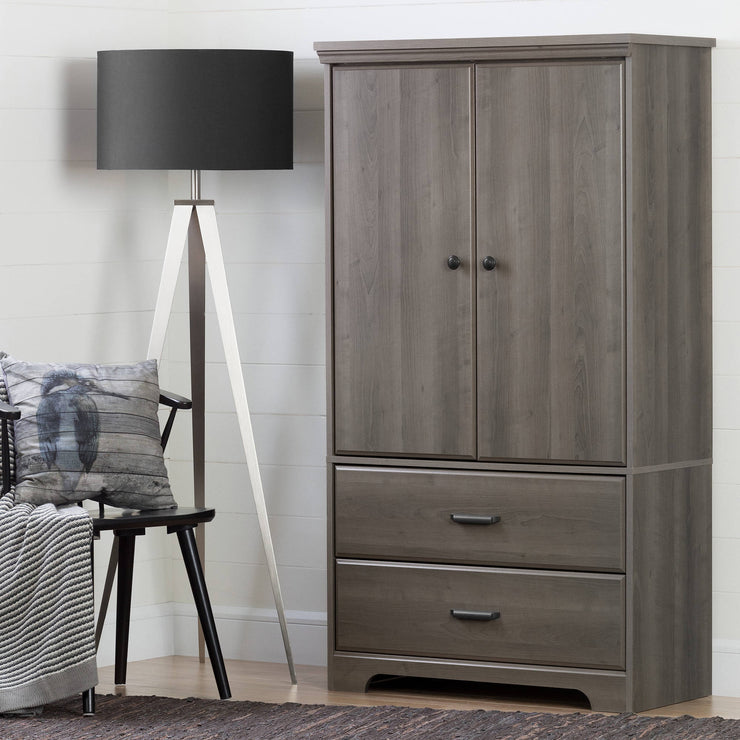 Versa 2-Door Armoire with Drawers, Multiple Finishes