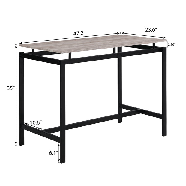 Dining Set Wood and Metal Pub Table with 4 Bar Stools