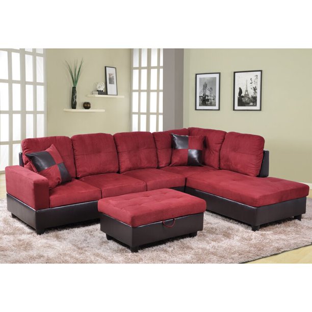 Microfiber with Faux Leather Sofa Set