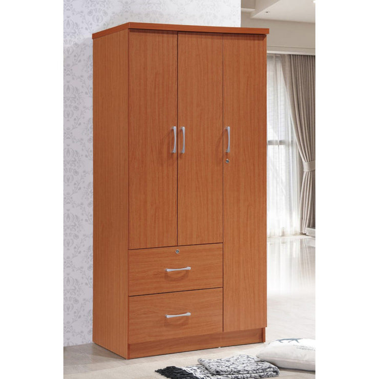 Wide Armoire with 2-Drawers, Clothing Rod and 3-Shelves