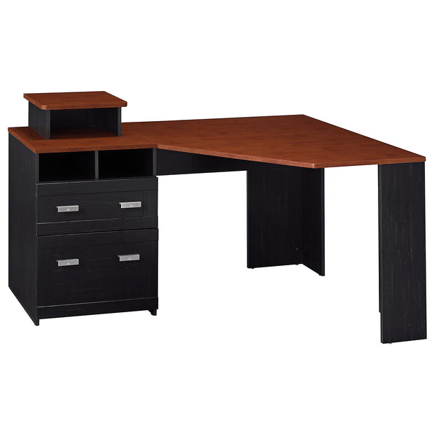 Wheaton Reversible Corner Desk with File Drawers, Antique Black