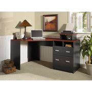 Wheaton Reversible Corner Desk with File Drawers, Antique Black