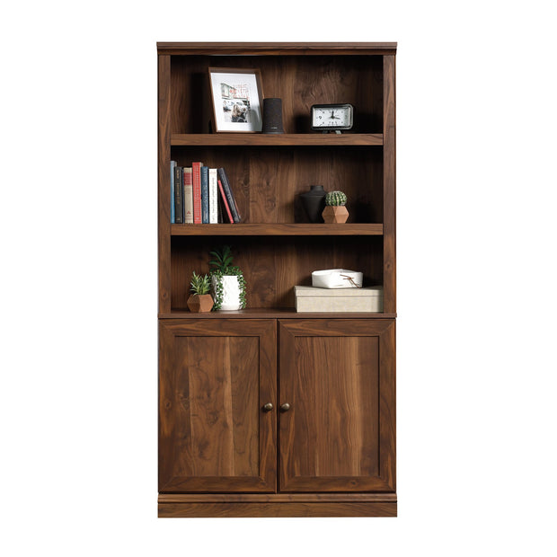 5-Shelf Bookcase with 2 Doors, Grand Walnut Finish