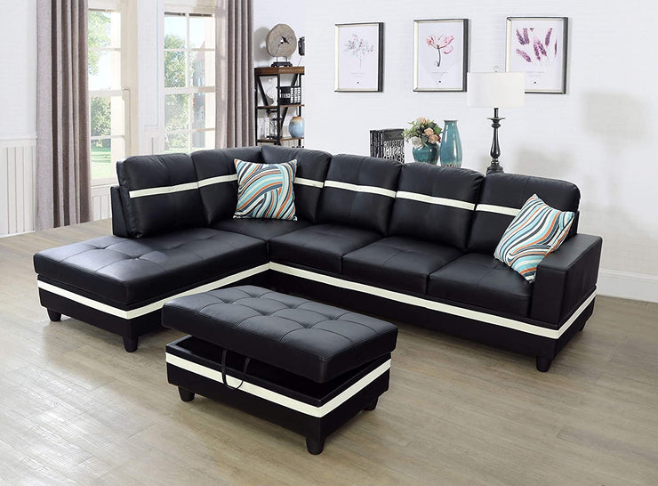 L-Shaped Modern Sofa with Chaise Storage