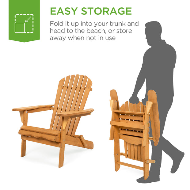 Folding Wood Adirondack Chair Accent Furniture for Yard