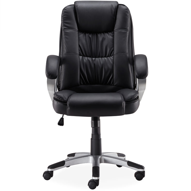 High Back Executive PU Leather Padded Manager's Office Chair (Black)