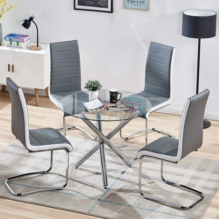 Dining Coffee Table Set for Kitchen Living Room (Table +4 Gray Chairs)