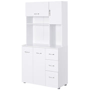 Storage Cabinet Microwave Hutch with 4 Large Cabinets & Sleek Modern Design