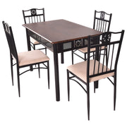 Dining Set Wood Metal Table and 4 Chairs