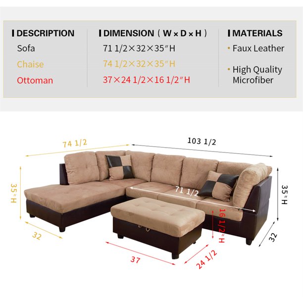 Microfiber with Faux Leather Sofa Set