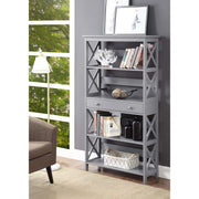 5 Tier Bookcase with Drawer, Gray