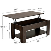 Coffee Table with Storage & Shelf Modern Occasional Table, Espresso