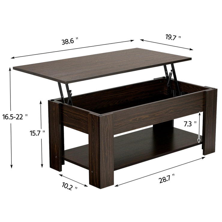 Coffee Table with Storage & Shelf Modern Occasional Table, Espresso