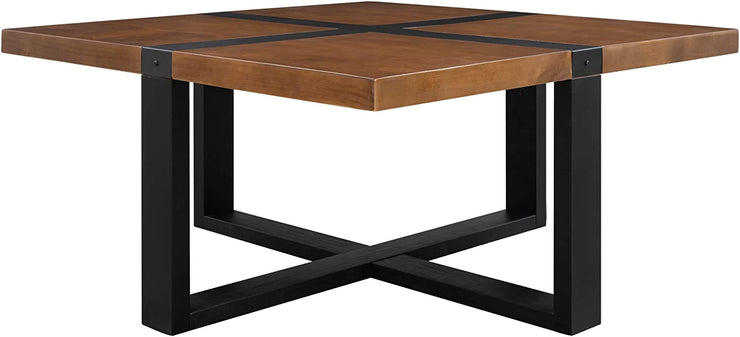 Modern Industrial Square Center Table Cocktail Table for Living Room (Brown)