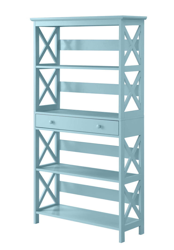 5-Tier Bookcase with Drawer, Sea Foam