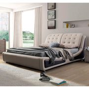 Whitea Faux Leather Platform Bed, Beige/Brown, Eastern King