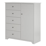 Vito Door Chest with 5 Drawers, Gray