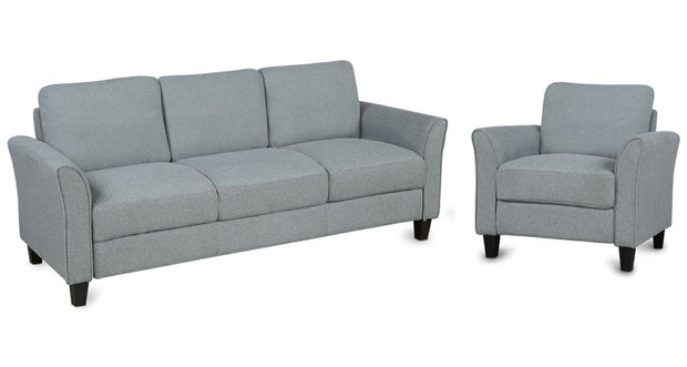 Sofa Set with 1 Seat Chair and 3 Seats Sofa ,Gray