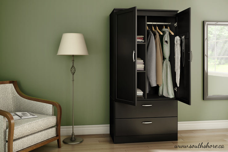 Acapella Wardrobe Armoire, Pure Black