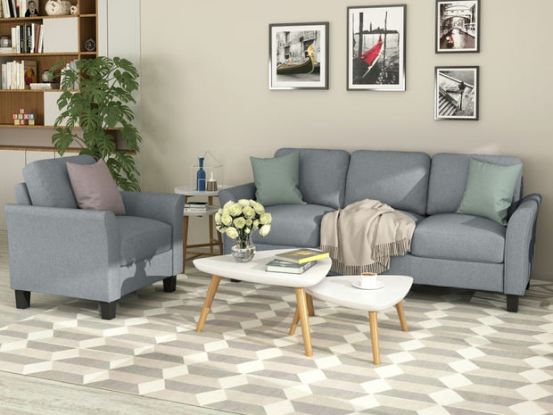 Sofa Set with 1 Seat Chair and 3 Seats Sofa ,Gray