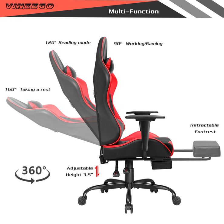 Office Chair PU Leather Adjustable Height Racing Style Computer Chair