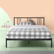 Black Metal Platform Bed with Headboard,