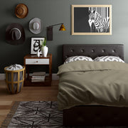 Bed with Storage, Black Faux Leather, Queen