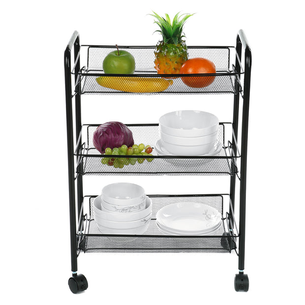 3 Tier Shelf Shelving Rack Rolling Kitchen Storage Pantry