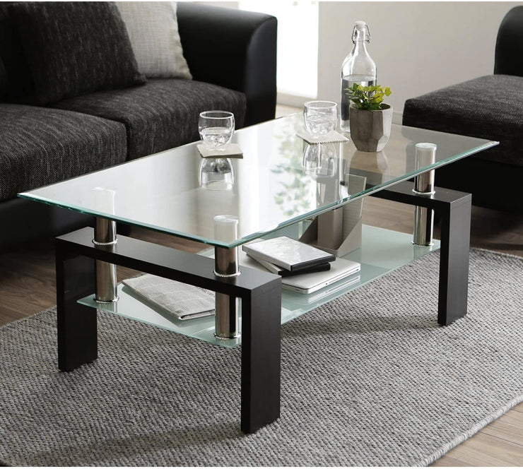 Modern Coffee Table with Metal Legs, Rectangle Center Table Sofa Table