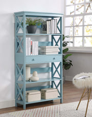 5-Tier Bookcase with Drawer, Sea Foam