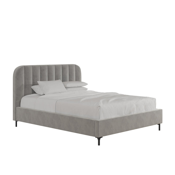 Callie Upholstered Bed, Queen Size Frame, Light Gray Velvet