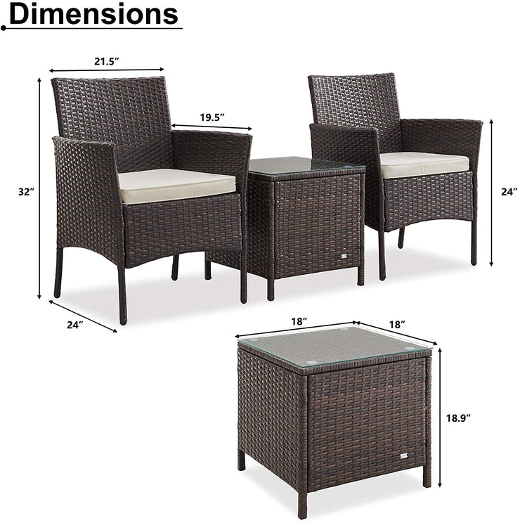 Patio Chairs Outdoor Wicker Patio Set Small Patio Chairs and Table with Cushions