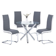 Dining Coffee Table Set for Kitchen Living Room (Table +4 Gray Chairs)