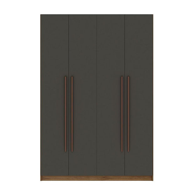 2-Section Wardrobe Closet in Nature and Textured Grey