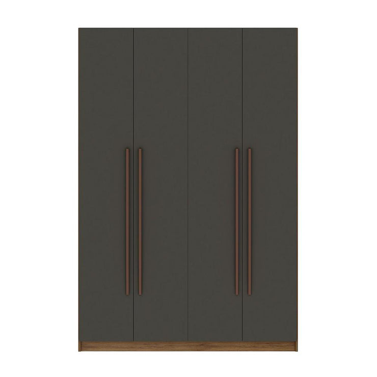 2-Section Wardrobe Closet in Nature and Textured Grey