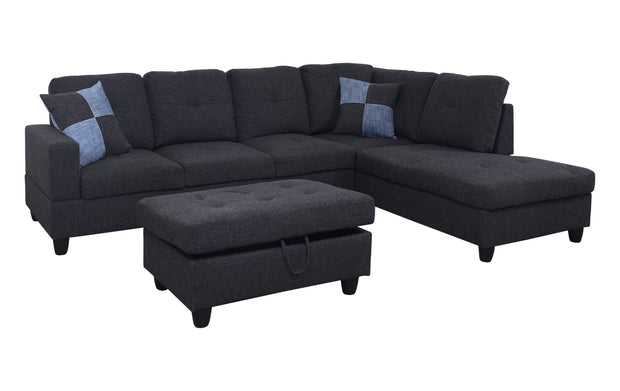 3-PC L-Shape Sectional Sofa Set,LINEN Upholstery Material