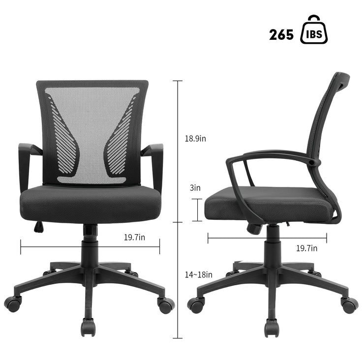 Mid Back Office Chair Adjustable Mesh Desk Chair